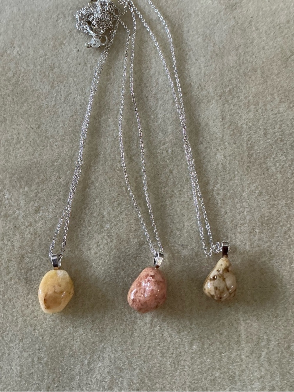 Handmade Stone Pendant Necklaces, set of 3